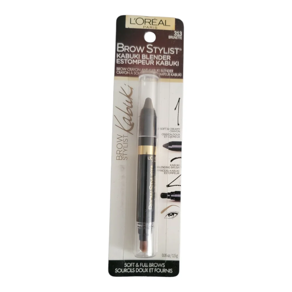 Loreal Brow Stylist Kabuki Blender Brow Crayon & Kabuki 313 BRUNETTE‎